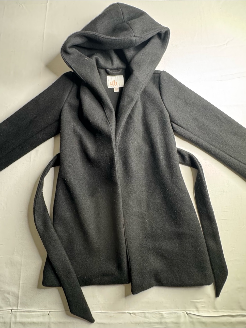 GB girls Black Hooded Belted Trench Coat
